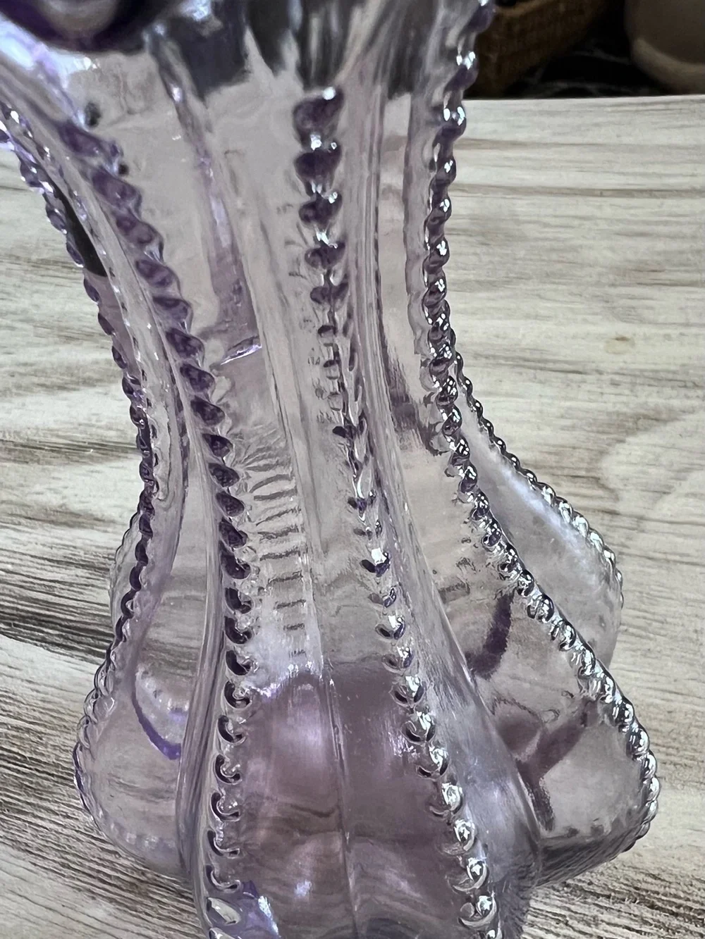 Vintage Fenton Lavender Pink Glass Bouquet Cornucopia Bud Vase 5”
